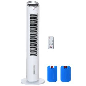 HOMCOM 40" Portable Air Cooler, Oscillating 3-In-1 Humidifier, 3 Modes, 8H Timer, Remote, LED in White