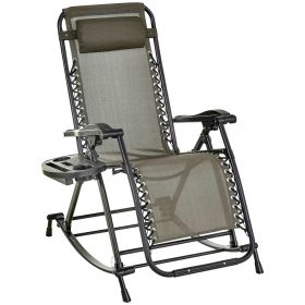 Outsunny Relaxation Redefined: Grey Zero Gravity Rocker with Headrest, Tray & Phone Holder