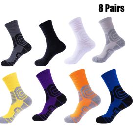 8 Pairs Men Compression Running Socks  Crew Athletic Hiking  Anti Blister Cushioned Anti-odor And Breathable For Running Hiking Cycling Fitness
