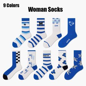 9 Pairs Women  Colorful Socks Compression Running Socks Crew Athletic Hiking Wicking Anti Blister Cushioned Anti-odor And Breathable For Running Hikin