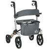 HOMCOM Upright Rollator Walker for Seniors, Silver, 10" PVC Wheels, Aluminum, with Seat and Storage Basket