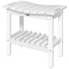 Outsunny 2-Tier Shower Bench, HDPE Weather Resistant Outdoor Side Table with Non-Slip Pads, Handles for Patio, Pool, White