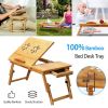 Bamboo Laptop Desk Breakfast Serving Bed Tray Foldable Leg Multi-Position Adjustable Tilt Surface Bed Lap Tray