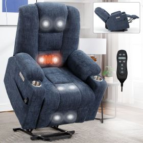 Large Power Lift Recliner Chair with Massage and Heat for Elderly, Overstuffed Wide Recliners, Heavy Duty Motion Mechanism with USB and Type C Ports