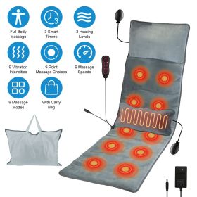 Full Body Electric Massage Mat with Heat Vibration Massage Pad Cushion Back Massage Mattress Chair Pad with Inflatable Head Pillow Lumbar Pillow with
