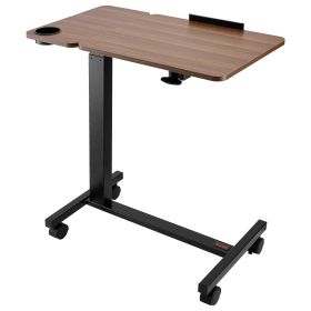VEVOR Overbed Table, Mobile Bed Side Table with Flip Desktop and 4 Wheels, Height & Angle Adjustable Rolling Laptop Desk with Cup Holder