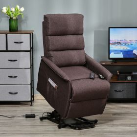 Electric Power Lift Recliner Chair Sofa with Massage & Vibration for Living Room Bedroom Office, Brown