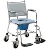 HOMCOM Rolling Shower Chair, Bedside Commode Wheelchair with Padded Seat, Backrest, for Seniors, Disabled, 300 lbs, Gray