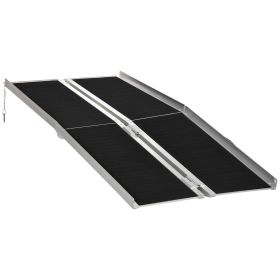 HOMCOM 6ft Aluminum Mobility Ramp, Anti-Slip, Easy Folding for Quick Access, Steps, Doorways, Black