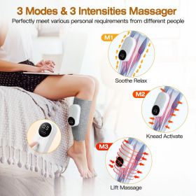 Electric Leg Calf Arm Massager Portable Cordless Rechargeable Air Leg Compression Massage Adjustable Wrap with 3 Modes Intensities Heating Functi