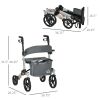 HOMCOM Upright Rollator Walker for Seniors, Silver, 10" PVC Wheels, Aluminum, with Seat and Storage Basket