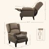 HOMCOM Wingback Brown Recliner Massage Chair with Heat Fabric Sofa Remote Control and Footrest for Living Room
