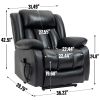 Dual Motor Infinite Position Up to 350 LBS Electric Medium size Genuine Leather Black Power Lift Recliner Chair with 8-Point Vibration Massage and Lum