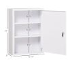 kleankin 16" x 21" Lockable Medicine Cabinet, 3 Tier Steel Medical Wall Box with 2 Keys and Shelves for Bathroom, White