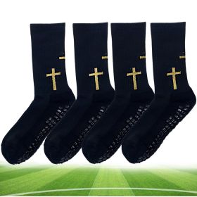Solid Color Classic High Tube Football Socks (Option: Black-Children-4PCS)