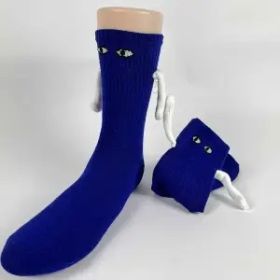 Mid Tube Black And White Couple Matching Holding Socks (Option: Blue-1pairs)