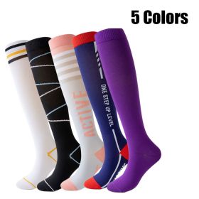 5 Pairs Womens Pressure Running Skipping Rope Fitness Sports Socks  Mid-length Tube High Barrel Calf Muscle Energy (Option: Women-Color2)