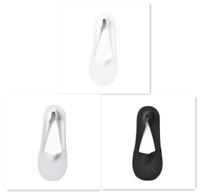 Women's Fashion Silicone Non-slip Shallow Boat Socks (Option: Black Silver White-One size)