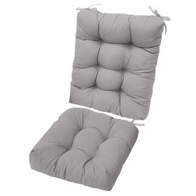 2Pcs Waterproof Rocking Chair Cushion Upper And Lower Back And Seat Sets With Non-Slip Ties Oxford Cloth Surface Polyester Filling Comfortable For Ind (Color: Grey)