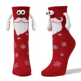Couple Magnetic Handle Cute Hand Socks Christmas (Option: White Beard Red-Free Size-2pair)