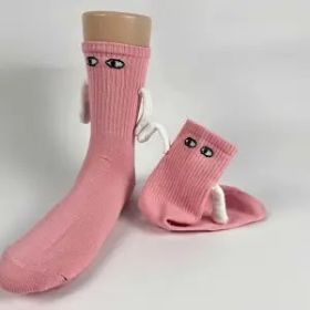 Mid Tube Black And White Couple Matching Holding Socks (Option: Pink-1pairs)