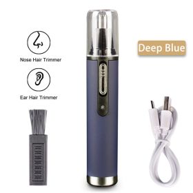 1PC Electric Nose Hair Trimmer USB Rechargeable Ear Nose Hair Trimmer Shaver Razor For Men Hair Removal (Color: Deep blue, Items: Nose Hair Trimmer)