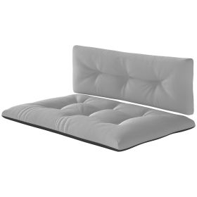 2 Seater Pallet Cushions Outdoor 3.9 Thick Replacement Cushions - Tufted Design For Garden, Patio (Color: Light Gray)