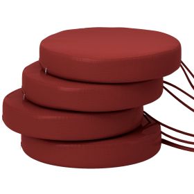 Patio Chair Cushions Set Of 4 Round Seat Cushions For Dining Bistro Chairs Machine Washable, 15 X 15 X 3 (Color: Wine Red)