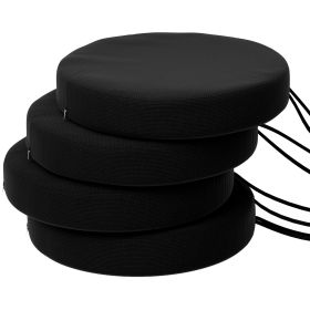 Patio Chair Cushions Set Of 4 Round Seat Cushions For Dining Bistro Chairs Machine Washable, 15 X 15 X 3 (Color: Black)