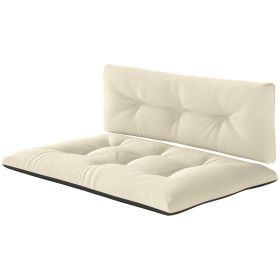 2 Seater Pallet Cushions Outdoor 3.9 Thick Replacement Cushions - Tufted Design For Garden, Patio (Color: Cream White)