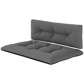 2 Seater Pallet Cushions Outdoor 3.9 Thick Replacement Cushions - Tufted Design For Garden, Patio (Color: Blace)