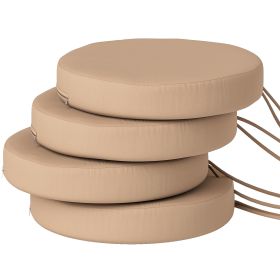 Patio Chair Cushions Set Of 4 Round Seat Cushions For Dining Bistro Chairs Machine Washable, 15 X 15 X 3 (Color: Khaki)