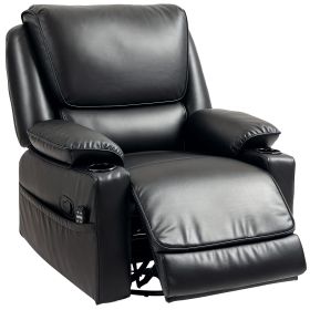HOMCOM Recliner Massage Armchair with Heat Oversized Swivel Rocker with Footrest Remote and Side Pockets (Color: Black)