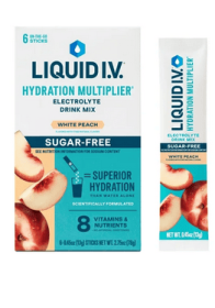 Liquid I.V.Â® Hydration MultiplierÂ® Powdered Electrolyte Drink Mix, 6 Count Packets (Flavor: White Peach/Sugar-Free)