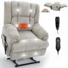 Dual Motor Heat Massage Infinite Position Up to 350 LBS Electric Power Lift Recliners with Power-Remote, Medium-firm and Heavy Duty