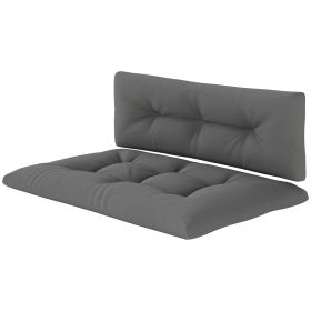 2 Seater Pallet Cushions Outdoor 3.9 Thick Replacement Cushions - Tufted Design For Garden, Patio (Color: Dark Gray)